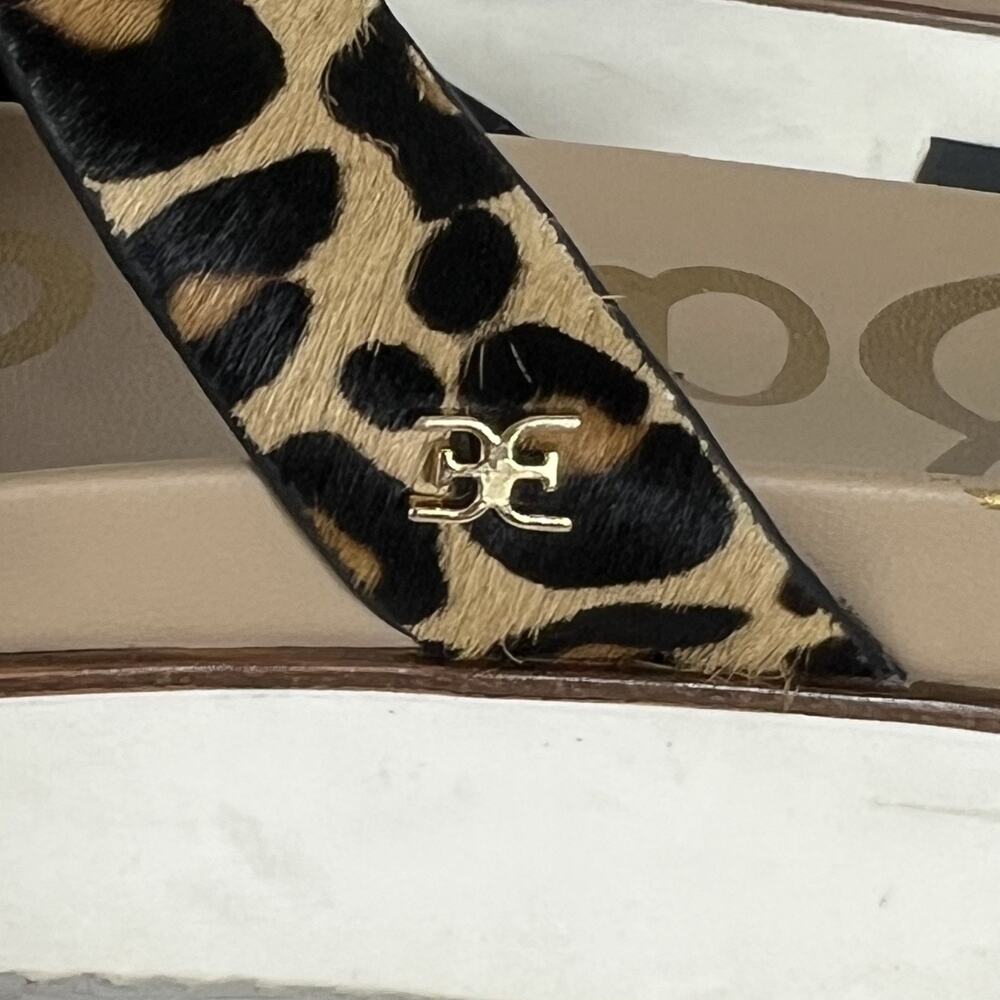 Sam Edelman Leopard Print Slide Sandals in Tan and Black - Picture 4 of 11